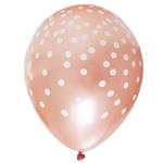Globos rose gold satinados con motas blancas 6u
