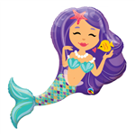 Globo Sirena Violeta y aqua 35cm