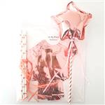 Mini globos estrellas rose gold con palitos y cinta 3u