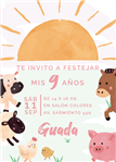Invitación Granja Rosa Animalitos Pers