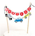 Mini banderín torta Autitos y Transportes Pers