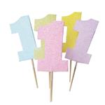Toppers números pastel con gibré 5u. (Seleccioná el nro)