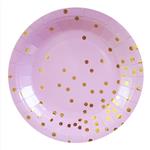 Plato rosas met lunares dorados 6u