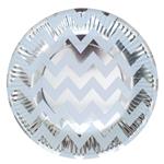 Plato redondo chico met plateado zig zag 10u