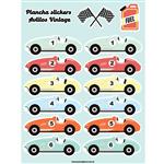 Stickers plancha Autitos troquelados Vintage 12s 1u