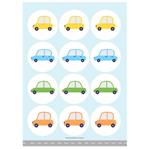Stickers plancha redondas Autitos 12s