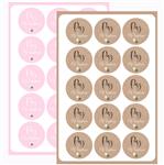 Stickers en planchitas redondas White flower (rosa o kraft) 2u Pers