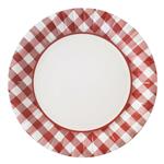 Plato gde. borde cuadrille rojo 10u