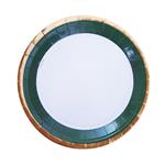 Plato redondo chico met borde verde y dorado 6u
