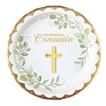 Plato Comunion borde dorado 8u
