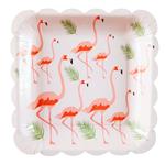 Plato cuadrado onditas Flamingo Coral 10u.