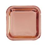 Plato cuadrado chico liso Rose Gold 10u