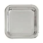 Plato cuadrado chico liso plateado 10u