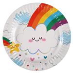 Plato redondo sol y arcoiris multicolor 6u