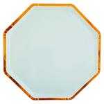 Plato flat octogonal borde dorado verde agua 10u