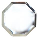 Plato flat octogonal met plateado 10u