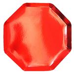 Plato flat octogonal met rojo 10u