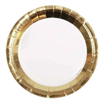 Plato redondo chico liso borde dorado 6u