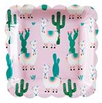 Platos cuadrado onditas Llamas y cactus 10u