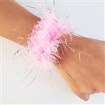 Pulsera brazalete plumas rosas