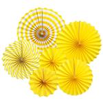 Rosetas Set rayas y lunares amarillo 6u