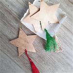 Set adornos estrellas dorados con borlas 3u