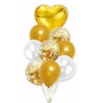Globos Set dorados y transparentes con confetti gold y corazón x9