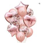 Globos Set rose gold, confetti gold, EC x10