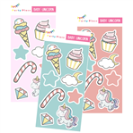 Stickers en planchitas Baby Unicorn 6u