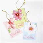 Tarjetitas dobles e hilo Flower 16u Pers