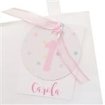 Tarjetitas dobles con cinta Pastel 16u Pers
