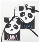 Tarjetitas dobles con cinta Panda (celeste/rosa) 16u Pers