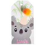 Tarjetas largas con cinta Koala con pompón 12u