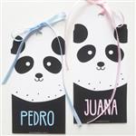 Tarjetas largas con cinta Panda (rosa/celeste) 24u Pers