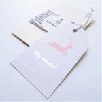 Tarjetas grandes Reno rosa metalizadas con hilo blanco y plateado 20u