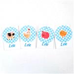 Tarjetitas dobles con cinta Granja celeste 16u Pers