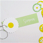 Tarjetitas dobles con cinta Margaritas 14u Pers