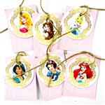 Tarjetitas dobles con cinta Princesas 16u Pers