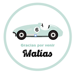 Tarjetitas redondas Autitos Vintage 20u Pers