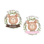 Tarjetitas redondas Teddy Bear (rosa/cel) 20u Pers