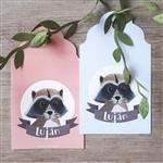 Tarjetas largas con cinta de hojitas Bosque 12u
