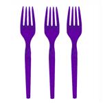 Cubierto plástico. Tenedor violeta grande 10u
