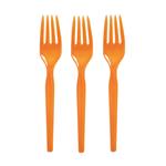 Cubierto plástico. Tenedor naranja 10u