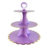 Torre portacupcakes 3 pisos lila y oro