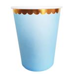 Vaso liso borde met onditas celeste 10u