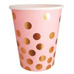 Vaso met dorado lluvia de lunares rosa 6u