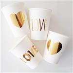 Vaso met dorado love blancos 6u