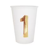 Vaso met dorado UNO blanco 6u