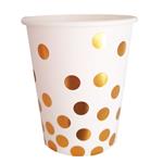 Vaso met dorado lluvia de lunares blanco 6u