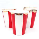 Vasos stripes con dorado rojo 10u